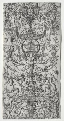 Ornament Panel with a Bird Cage, c. 1500-1512. Creator: Nicoletto da Modena (Italian)
