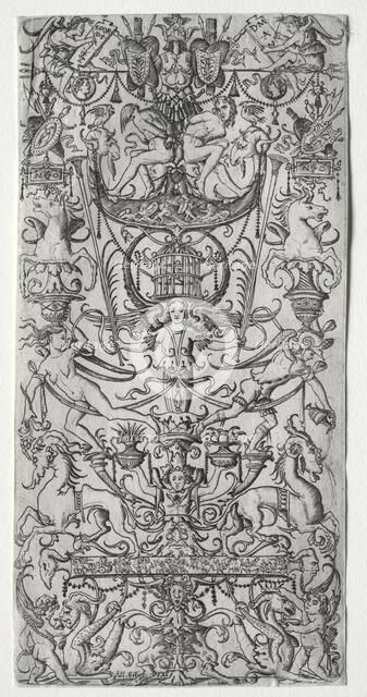 Ornament Panel with a Bird Cage, c. 1500-1512. Creator: Nicoletto da Modena (Italian).