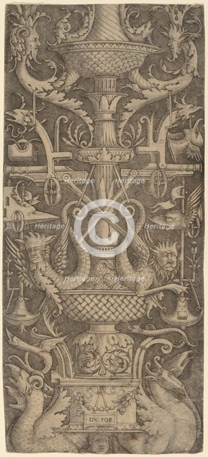 Ornament Panel with Dragons, Masks, and Instruments of War, c. 1505. Creator: Zoan Andrea.
