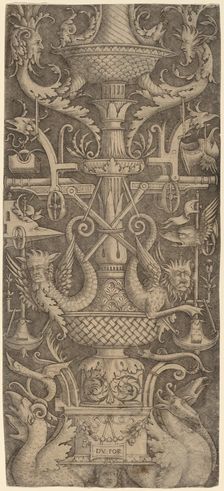 Ornament Panel with Dragons, Masks, and Instruments of War, c. 1505. Creator: Zoan Andrea
