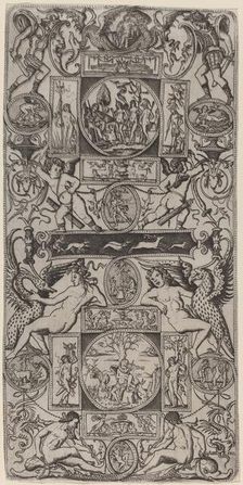 Ornament Panel with Orpheus and the Judgment of Paris, c. 1507. Creator: Nicoletto da Modena