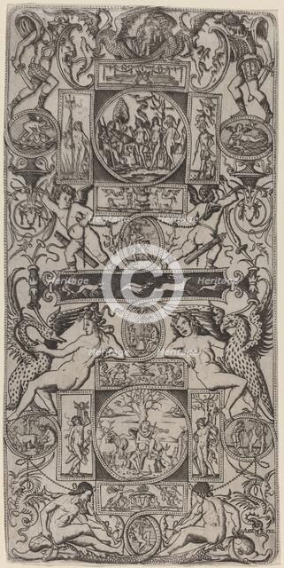 Ornament Panel with Orpheus and the Judgment of Paris, c. 1507. Creator: Nicoletto da Modena.