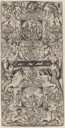 Ornament Panel with Orpheus and the Judgment of Paris, c. 1507. Creator: Nicoletto da Modena