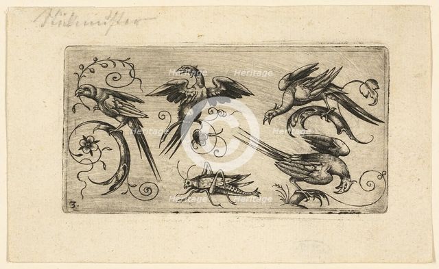 Ornament Panels with Birds: Plate 3, 1617. Creator: Adrian Muntink.