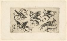Ornament Panels with Birds: Plate 6, 1617. Creator: Adrian Muntink