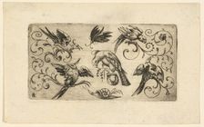 Ornament Panels with Birds: Plate 8, 1617. Creator: Adrian Muntink