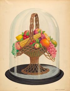 Ornament, Wax Fruit under Glass Globe, 1935/1942. Creator: David S De Vault