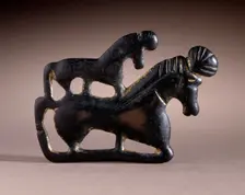 Ornament with Two Horses, 206 B.C.-220 A.D.. Creator: Unknown