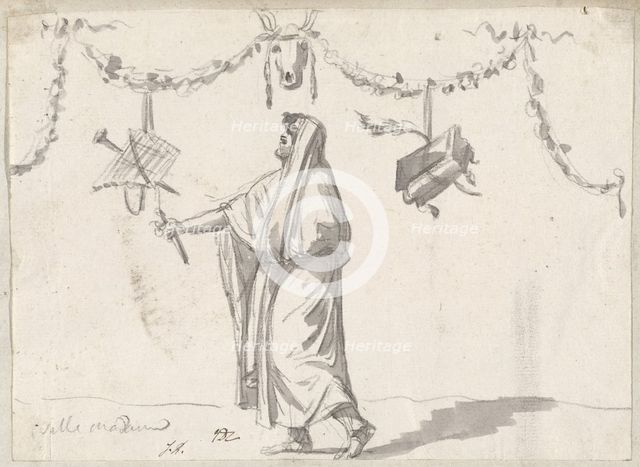 Ornament with a Bearded Man in Ancient Dress, 1775/80. Creator: Jacques-Louis David.