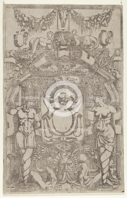 Ornament with a Small Empty Oval, 1540-45. Creator: Antonio Fantuzzi.