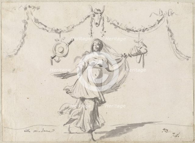 Ornament with a Woman in Ancient Dress, 1775/80. Creator: Jacques-Louis David.