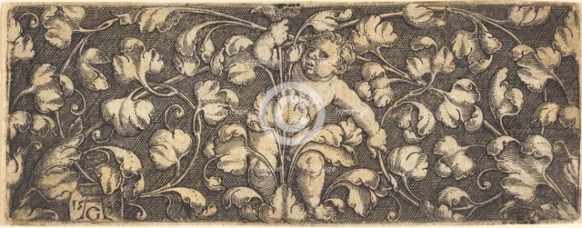 Ornament with Foliage and a Child in the Center, 1539. Creator: Heinrich Aldegrever.