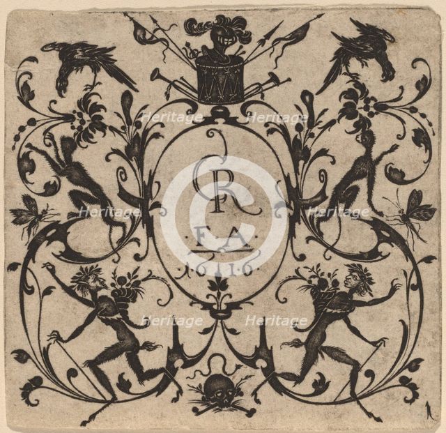 Ornament with Grotesque, 1616. Creator: Johannes Crato von Crafftheim.