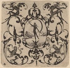 Ornament with Grotesque, 1616. Creator: Johannes Crato von Crafftheim