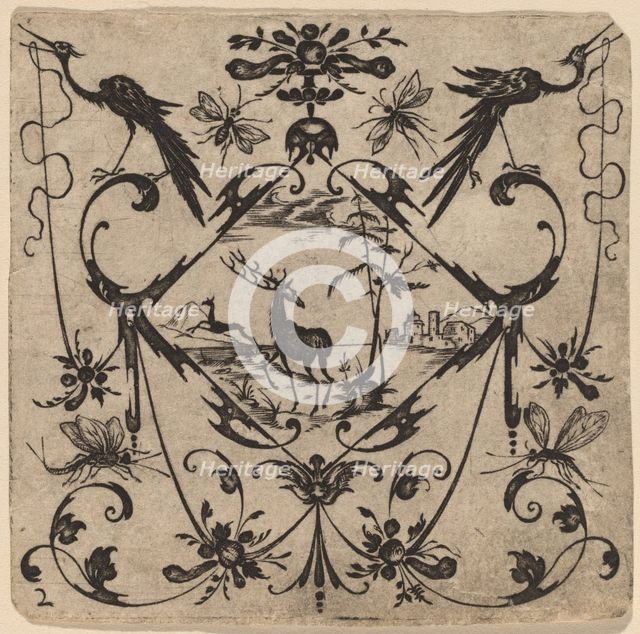 Ornament with Grotesque, 1616. Creator: Johannes Crato von Crafftheim.