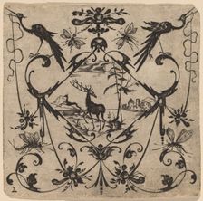 Ornament with Grotesque, 1616. Creator: Johannes Crato von Crafftheim