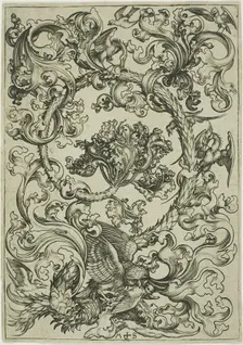 Ornament with Owl Mocked by Day Birds, c. 1474. Creator: Martin Schongauer