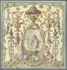 Ornament with sacrificial Vestal Virgin, 1677-1755. Creator: Elias van Nijmegen