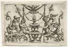 Ornament with Siren and Triton. Creator: Daniel I Hopfer (German, c. 1470-1536)