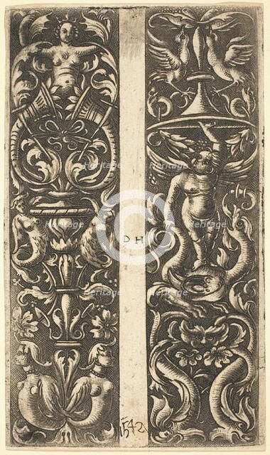 Ornament with Sirens and Ornament with Genius. Creator: Daniel Hopfer.