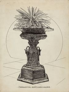 Ornamental Urn for Flowers, c. 1936. Creator: Ray Price