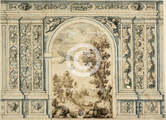 Ornamental Wall with Landscape, n.d. Creator: Unknown.