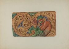 Ornamental Woodcarving - Stern Board?, c. 1940. Creator: Laura Bilodeau