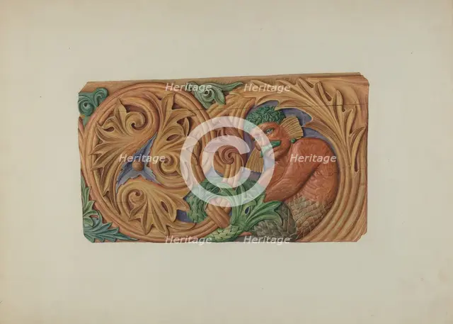 Ornamental Woodcarving - Stern Board?, c. 1940. Creator: Laura Bilodeau.