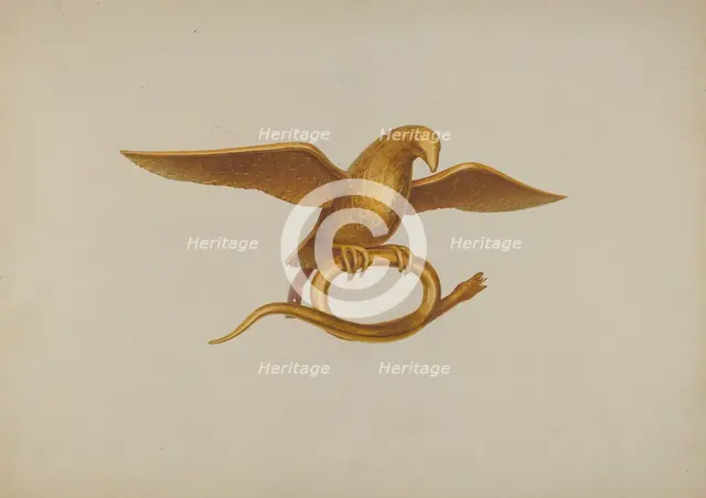 Ornamental Carving: Eagle and Snake, c. 1940. Creator: Alfred H. Smith.
