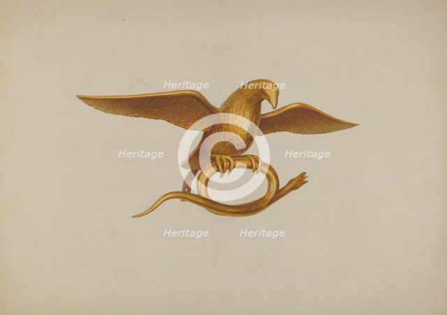 Ornamental Carving: Eagle and Snake, c. 1940. Creator: Alfred H. Smith.