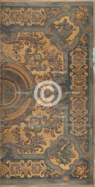 Ornamental ceiling painting with representations of putti in the corners, 1695-1755.  Creator: Elias van Nijmegen.