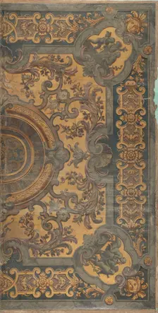 Ornamental ceiling painting with representations of putti in the corners, 1695-1755. Creator: Elias van Nijmegen
