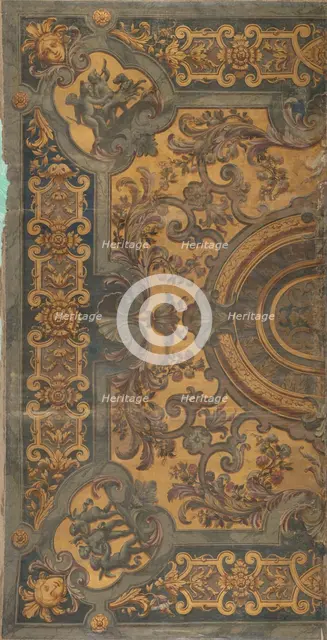 Ornamental ceiling painting with representations of putti in the corners, 1695-1755.  Creator: Elias van Nijmegen.