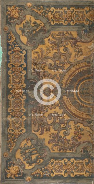 Ornamental ceiling painting with representations of putti in the corners, 1695-1755.  Creator: Elias van Nijmegen.