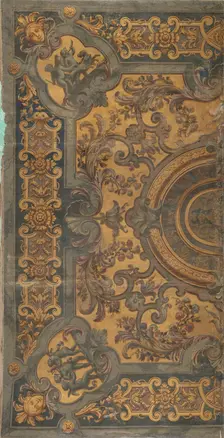 Ornamental ceiling painting with representations of putti in the corners, 1695-1755. Creator: Elias van Nijmegen