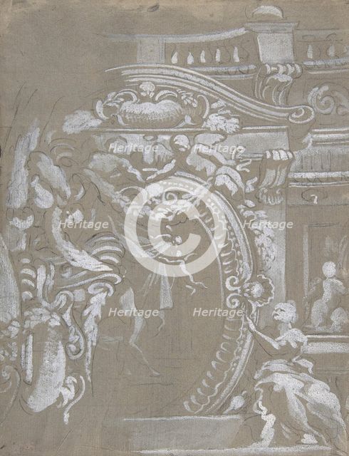 Ornamental Design for a Wall Monument Surmounted by a Balustrade with Human..., 1647-1726. Creator: Gregorio de' Ferrari.