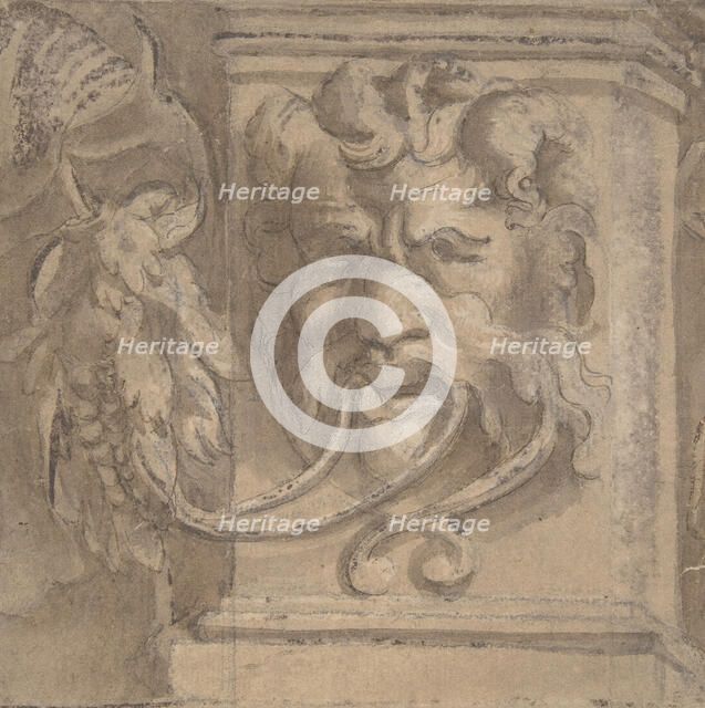 Ornamental Design with Antique-style Mask, 1550-1600. Creator: Anon.