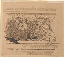Ornamental Design with Birds and Lily, c.1900. Creator: Karel Vitezslav Masek