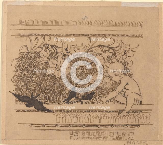 Ornamental Design with Birds and Lily, c.1900. Creator: Karel Vitezslav Masek.