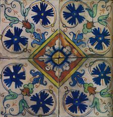 Ornamental Dutch tiles, Italian influence, c1600