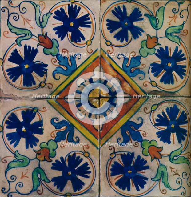 Ornamental Dutch tiles, Italian influence, c1600. Artist: Unknown.