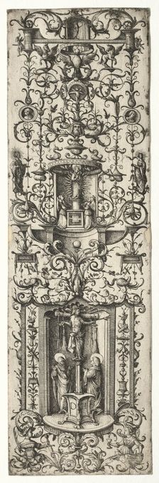 Ornamental fillet with the crucifixion and the virgin and child. Creator: Daniel I Hopfer (German, c. 1470-1536)