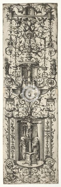 Ornamental fillet with the crucifixion and the virgin and child. Creator: Daniel I Hopfer (German, c. 1470-1536).