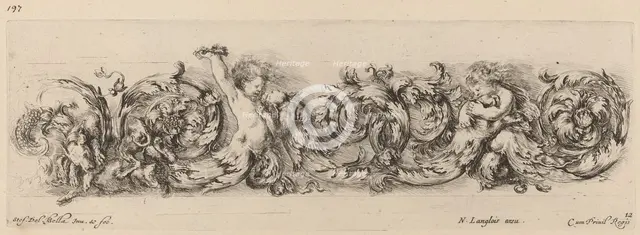 Ornamental Frieze with Children and Dogs, probably 1648. Creator: Stefano della Bella.