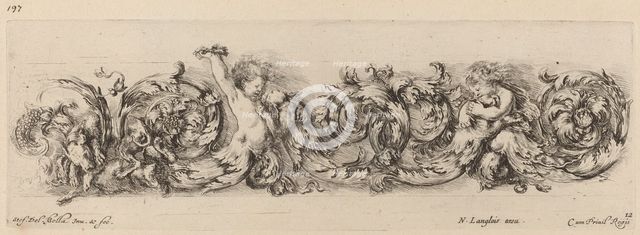 Ornamental Frieze with Children and Dogs, probably 1648. Creator: Stefano della Bella.