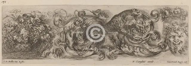 Ornamental Frieze with Leopard, probably 1648. Creator: Stefano della Bella.