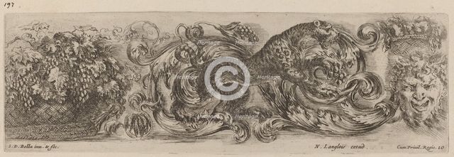 Ornamental Frieze with Leopard, probably 1648. Creator: Stefano della Bella.