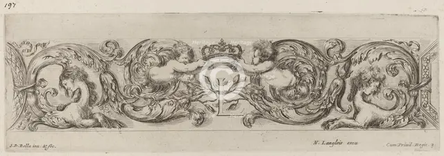 Ornamental Frieze with Letter L (Louis XIV), probably 1648. Creator: Stefano della Bella.