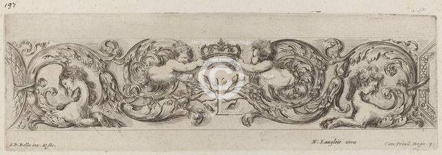 Ornamental Frieze with Letter L (Louis XIV), probably 1648. Creator: Stefano della Bella.