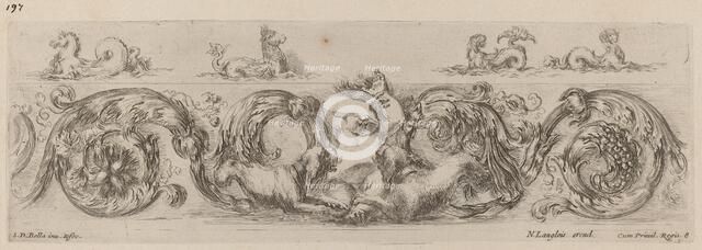 Ornamental Frieze with Marine Creatures, probably 1648. Creator: Stefano della Bella.